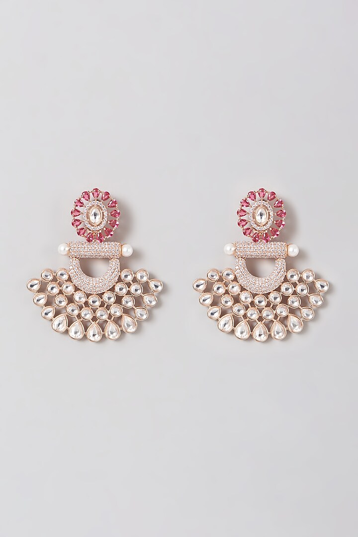 Rose Gold Finish Faux Diamond Earrings by Aster at Pernia's Pop Up Shop