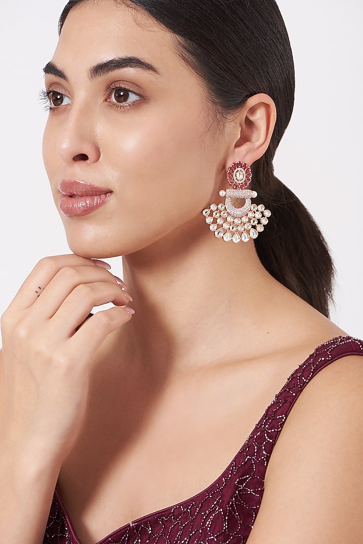 Rose Gold Finish Faux Diamond Earrings by Aster at Pernia's Pop Up Shop