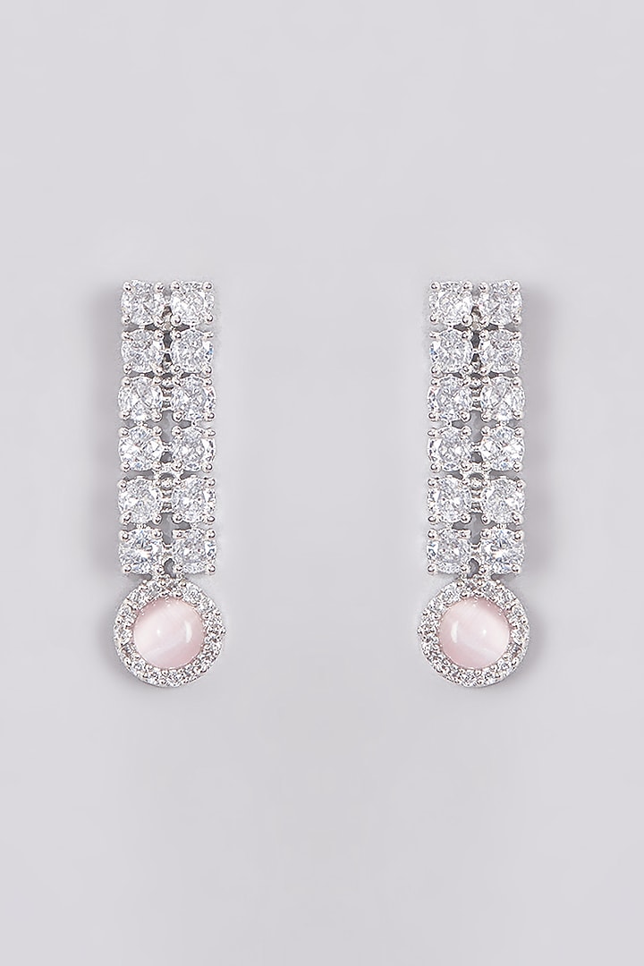 White Finish Zircon & Pink Stone Necklace Set by Aster at Pernia's Pop Up Shop