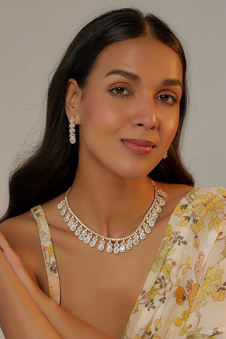 Gold Finish Zircon Necklace Set by Aster at Pernia's Pop Up Shop