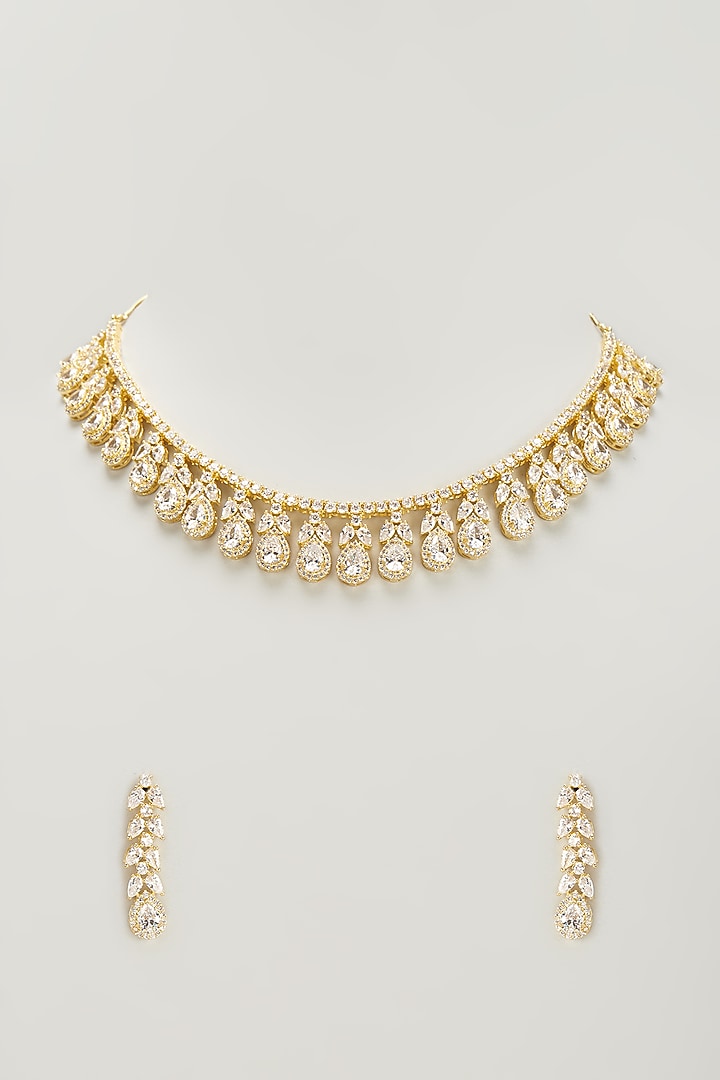 Gold Finish Zircon Necklace Set by Aster at Pernia's Pop Up Shop