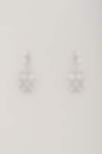 White Finish Synthetic Stone Dangler Earrings by Aster at Pernia's Pop Up Shop