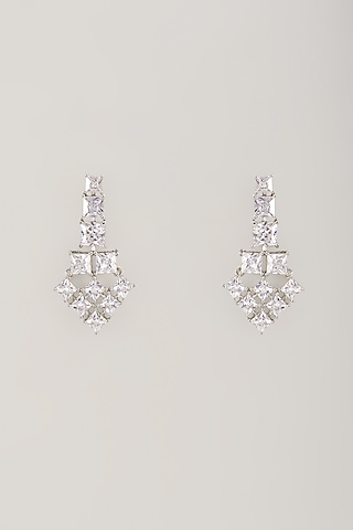 White Finish Synthetic Stone Dangler Earrings by Aster