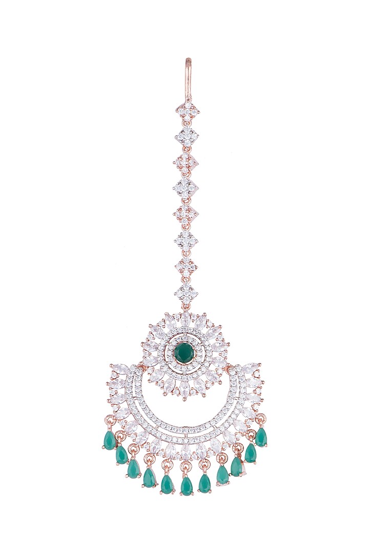 Rose Gold Finish Diamond & Stone Maang Tikka by Aster at Pernia's Pop Up Shop