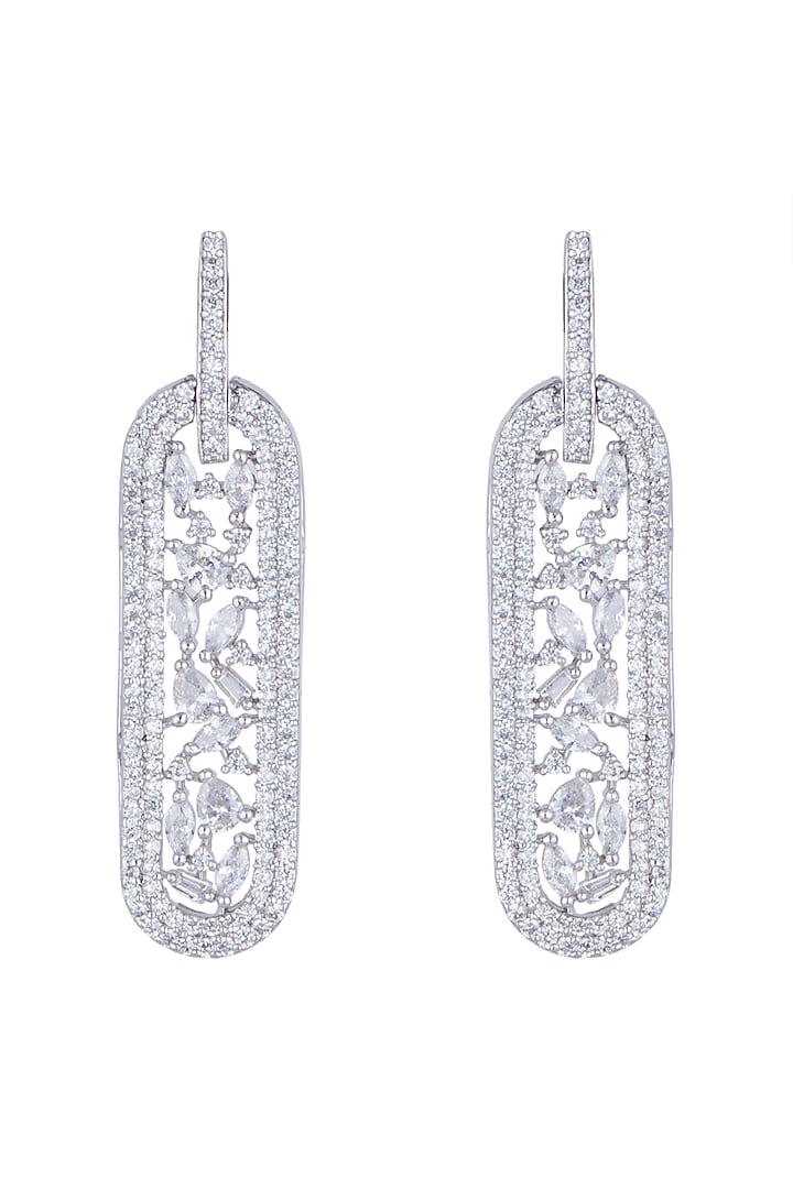 White Finish Faux Diamond Earrings by Aster at Pernia's Pop Up Shop