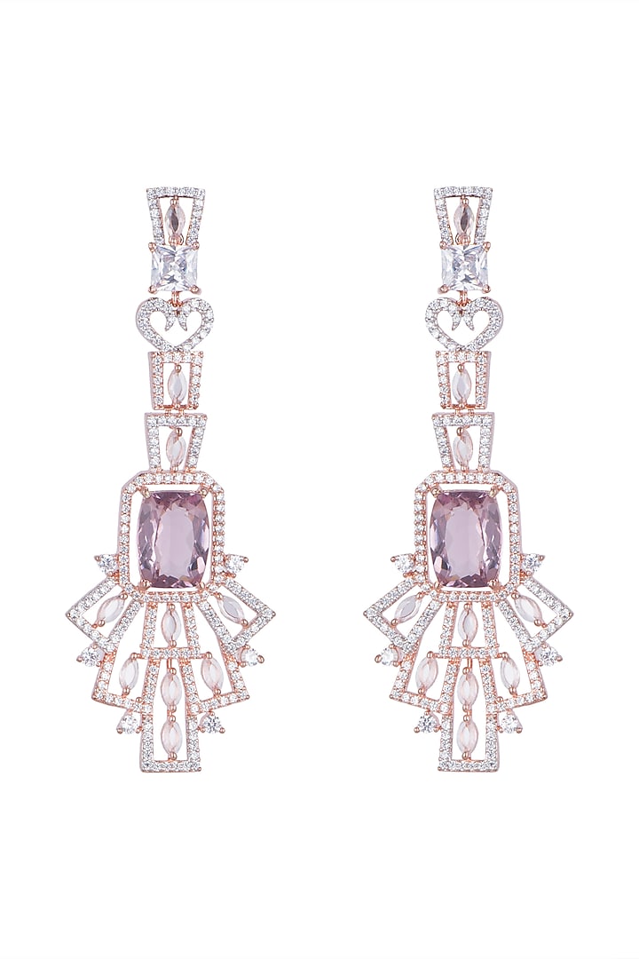 Rose Gold Finish Lavender Stone Earrings by Aster at Pernia's Pop Up Shop