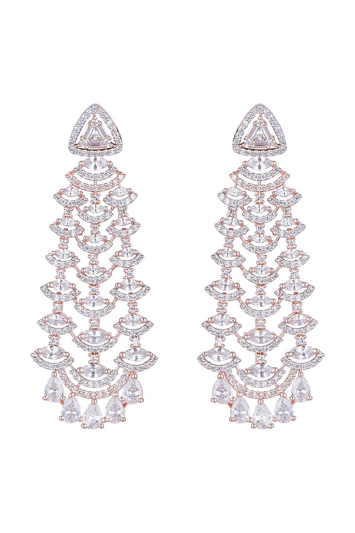 Rose Gold Finish Diamond Dangler Earrings by Aster at Pernia's Pop Up Shop