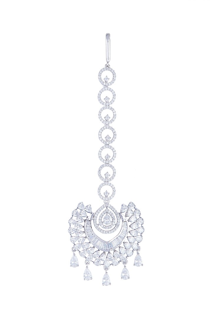 White Finish Diamond Maang Tikka by Aster at Pernia's Pop Up Shop