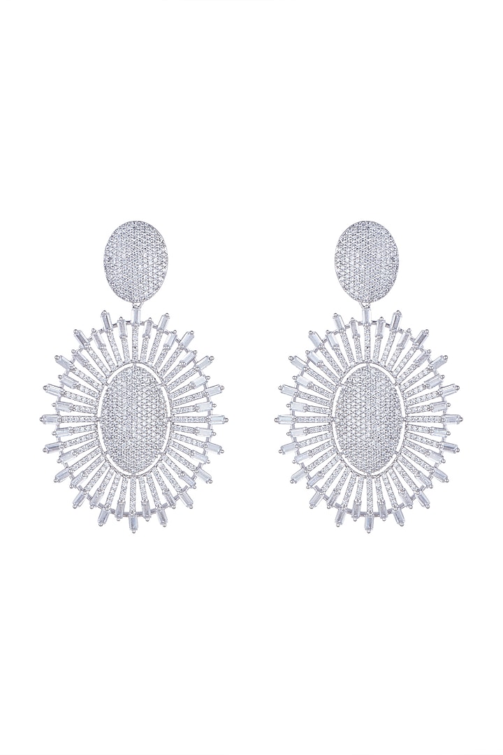 White Finish Faux Diamond Earrings by Aster at Pernia's Pop Up Shop