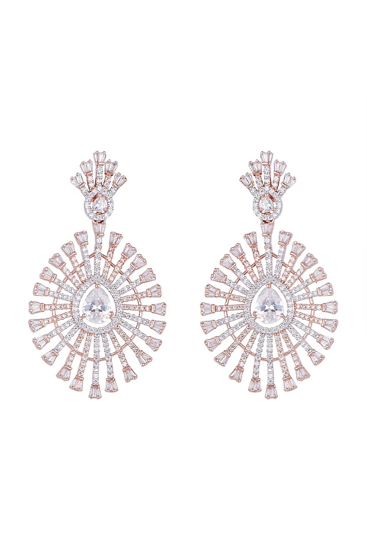 Rose Gold Finish Faux Diamond Earrings by Aster at Pernia's Pop Up Shop