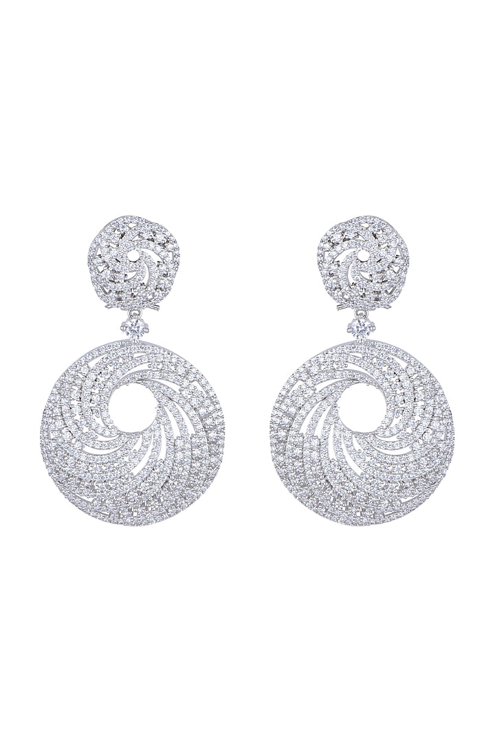 White Finish Faux Diamond Long Earrings by Aster at Pernia's Pop Up Shop