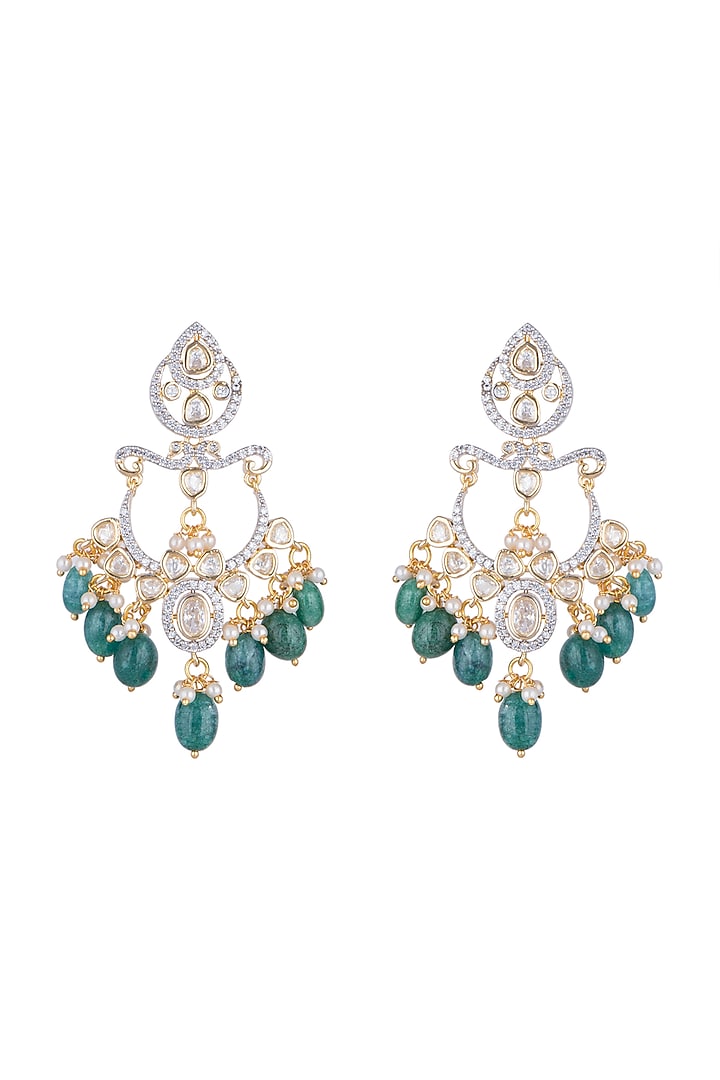 Gold Finish Kundan Earrings by Aster at Pernia's Pop Up Shop