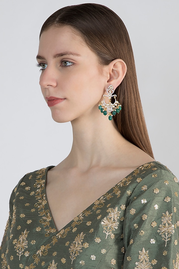 Gold Finish Kundan Earrings by Aster at Pernia's Pop Up Shop