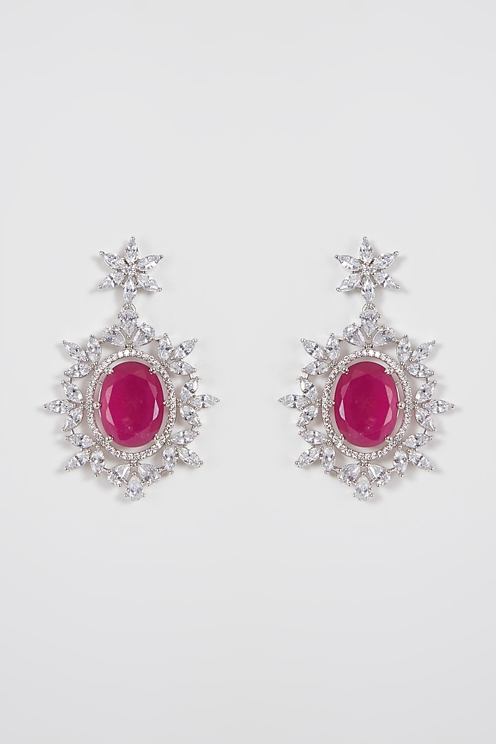 White Finish Diamond & Red Stone Necklace Set by Aster at Pernia's Pop Up Shop