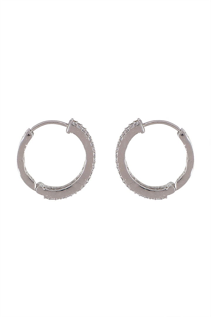 White Finish Diamond Bali Earrings by Aster at Pernia's Pop Up Shop