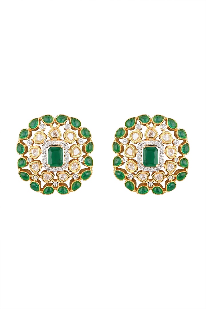 Gold Finish Polki Earrings by Aster at Pernia's Pop Up Shop