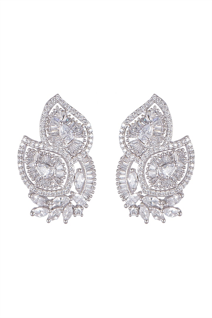 White Finish Diamond Stud Earrings by Aster at Pernia's Pop Up Shop