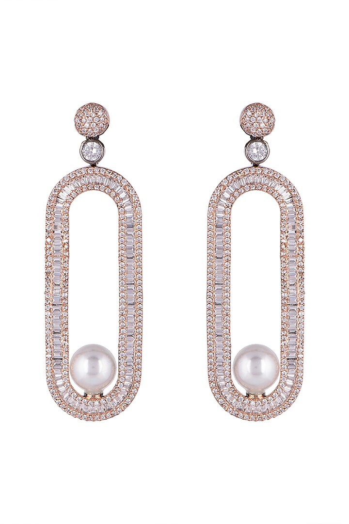 Rose Gold Finish Diamond Earrings by Aster at Pernia's Pop Up Shop