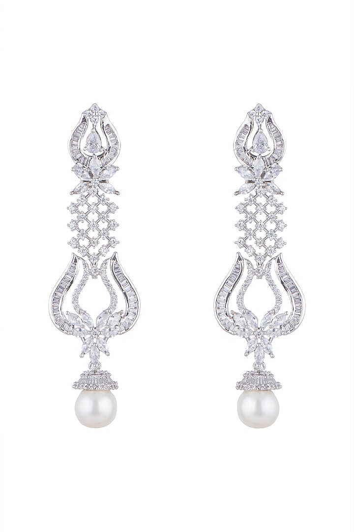White Finish Diamond Earrings by Aster at Pernia's Pop Up Shop