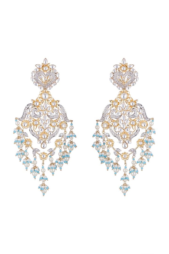 Gold Finish Fusion Style Earrings by Aster at Pernia's Pop Up Shop