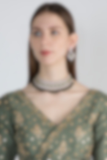 Gold Finish Faux Diamond Choker Necklace Set by Aster