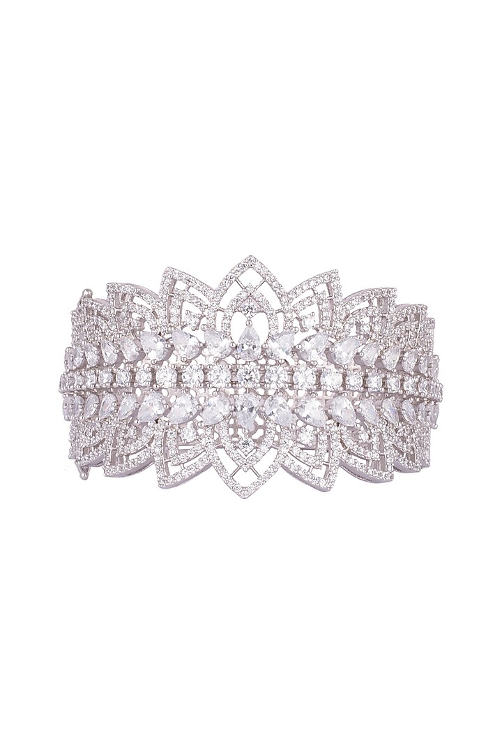 White Finish Openable Kada Bracelet by Aster at Pernia's Pop Up Shop