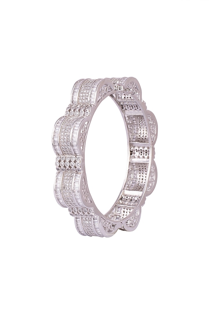 White Finish Openable Kada Bracelet With Faux Diamonds by Aster at Pernia's Pop Up Shop