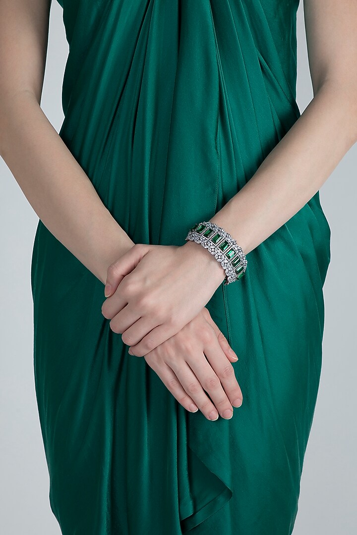 Black Finish Faux Diamonds Kada Bracelet by Aster at Pernia's Pop Up Shop