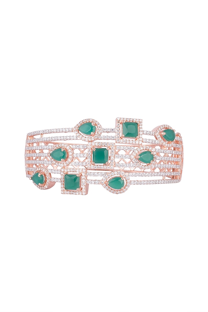 Rose Gold Finish Faux Diamonds & Stones Bracelet by Aster at Pernia's Pop Up Shop