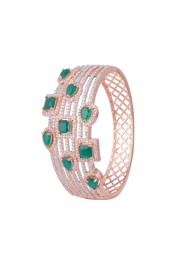 Rose Gold Finish Faux Diamonds & Stones Bracelet by Aster at Pernia's Pop Up Shop
