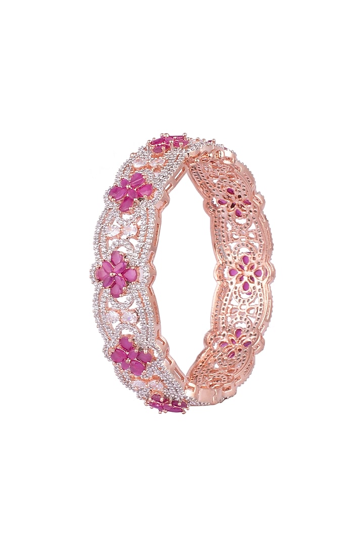 Rose Gold Finish Faux Diamonds & Stones Bangle by Aster at Pernia's Pop Up Shop