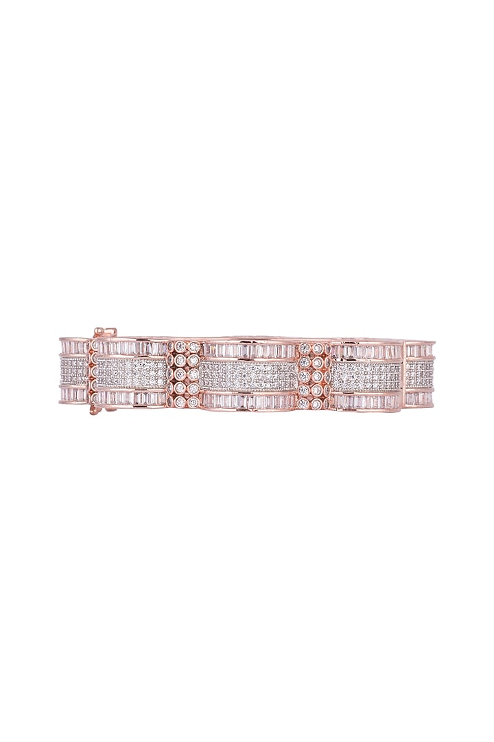 Rose Gold Finish Faux Diamonds Bangle by Aster at Pernia's Pop Up Shop
