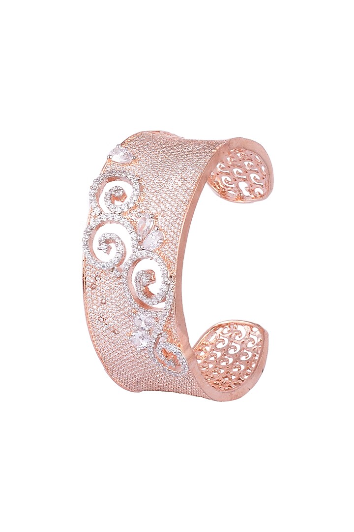 Rose Gold Finish Faux Diamonds Cuff Bracelet by Aster at Pernia's Pop Up Shop