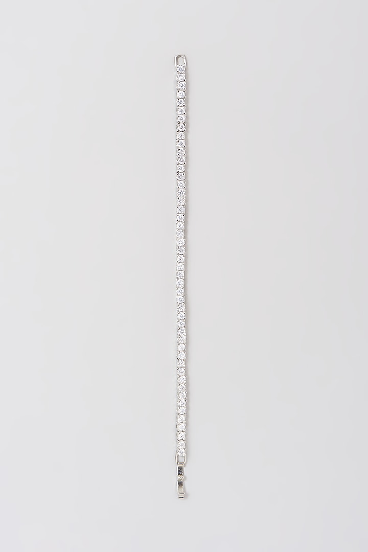 White Finish Faux Diamonds Tennis Bracelet by Aster at Pernia's Pop Up Shop