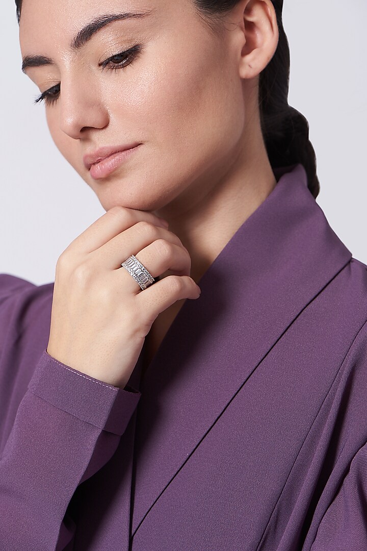 White Finish Zircon Ring by Aster at Pernia's Pop Up Shop