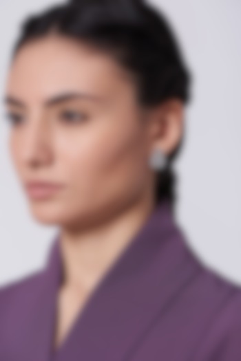 White Finish Zircon Stud Earrings by Aster at Pernia's Pop Up Shop