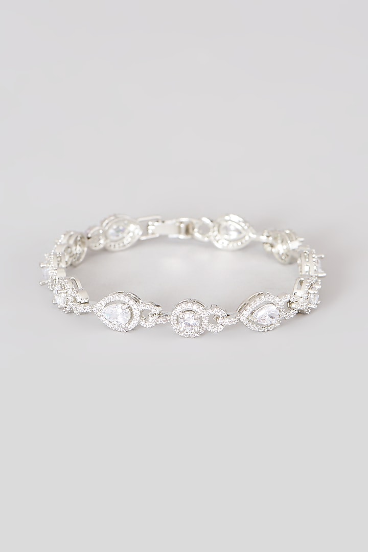 White Finish Faux Diamonds & Zircons Tennis Bracelet by Aster at Pernia's Pop Up Shop