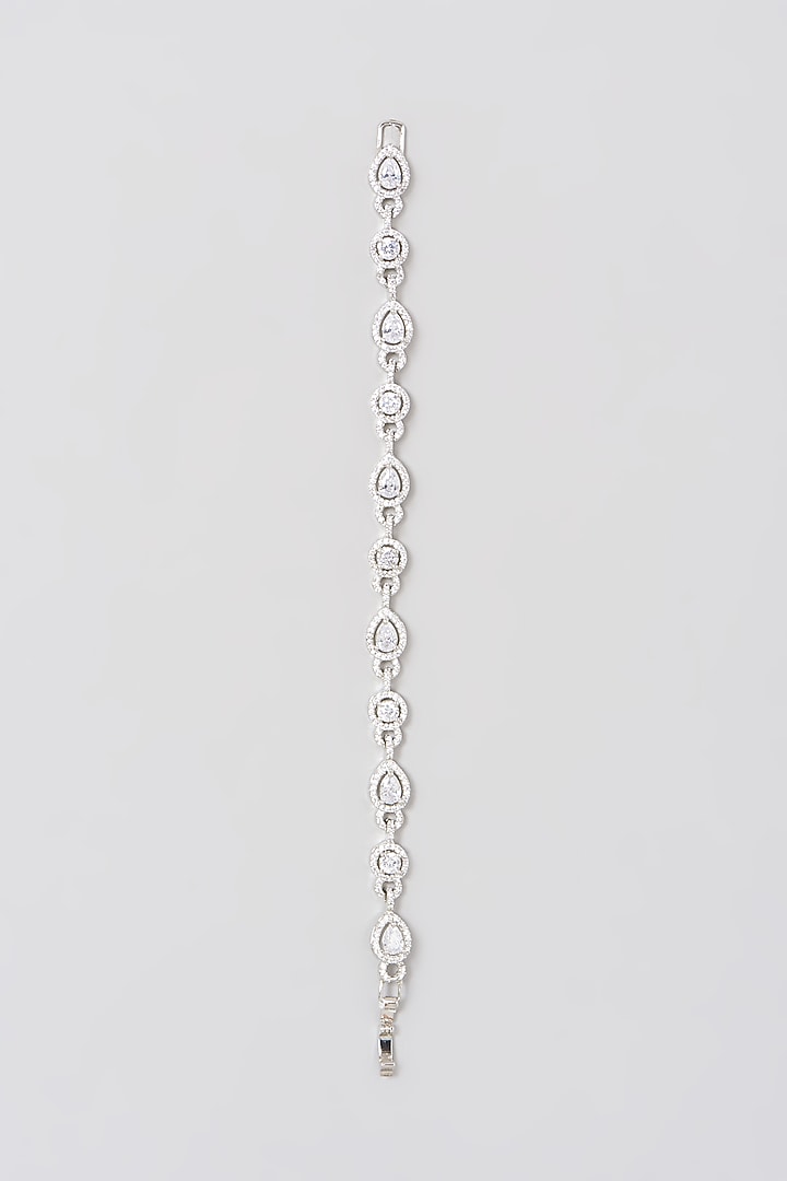 White Finish Faux Diamonds & Zircons Tennis Bracelet by Aster at Pernia's Pop Up Shop