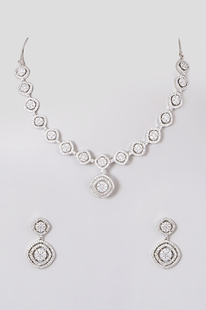 White Finish Zircon Necklace Set by Aster at Pernia's Pop Up Shop