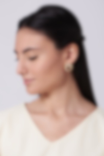 Gold Finish Zircon & Red Stones Stud Earrings by Aster at Pernia's Pop Up Shop