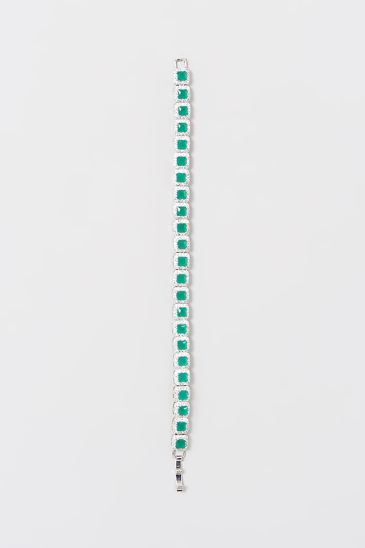 White Finish Zircons & Faux Diamonds Tennis Bracelet by Aster at Pernia's Pop Up Shop