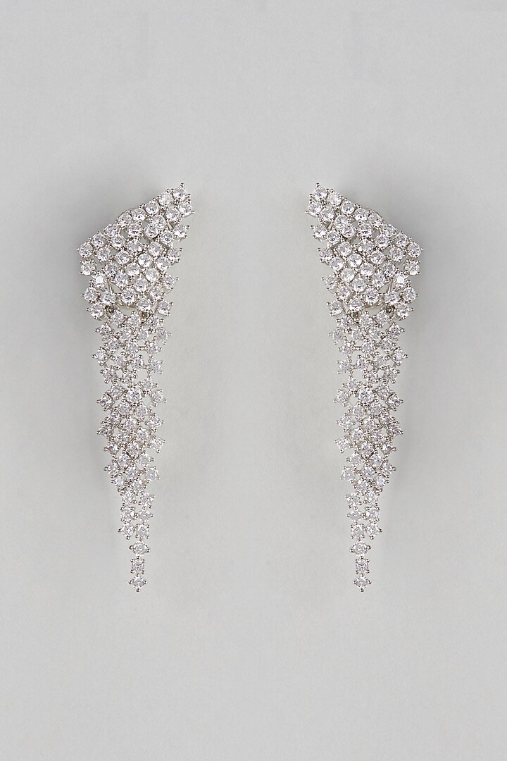 White Finish Zircon Dangler Earrings by Aster at Pernia's Pop Up Shop