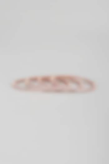 Rose Gold Finish Zircon Bangles (Set of 4) by Aster