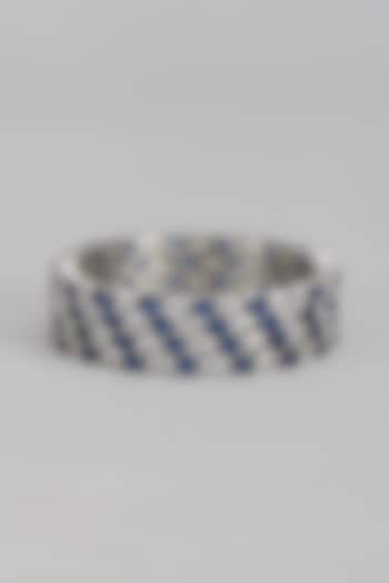 White Finish Zircon & Blue Stone Bangles (Set of 4) by Aster at Pernia's Pop Up Shop