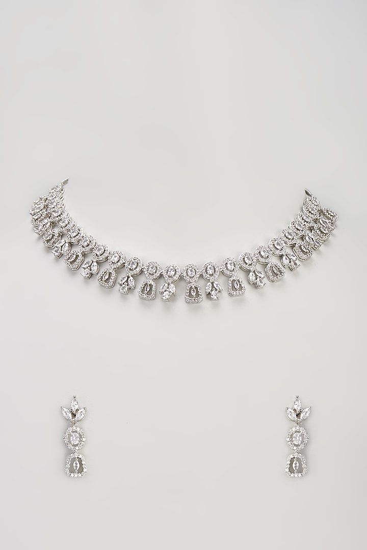 White Finish Zircon Necklace Set by Aster at Pernia's Pop Up Shop
