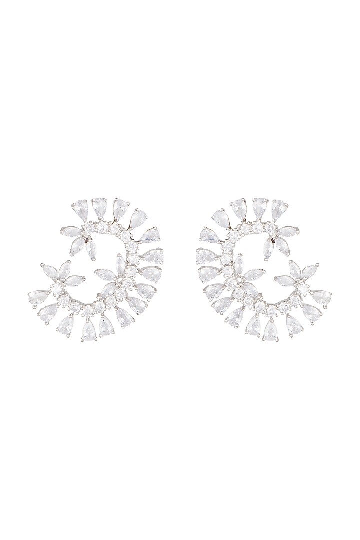 White Finish Faux Diamond Earrings by Aster at Pernia's Pop Up Shop