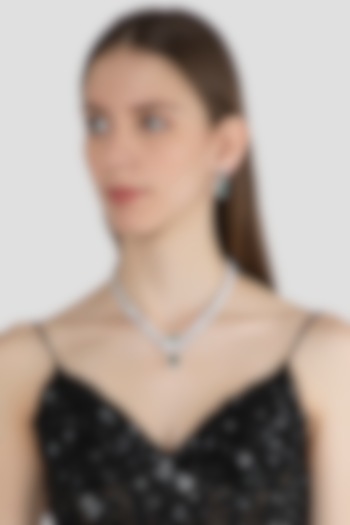 White Finish Green Stone & Diamond Necklace Set by Aster at Pernia's Pop Up  Shop 2026