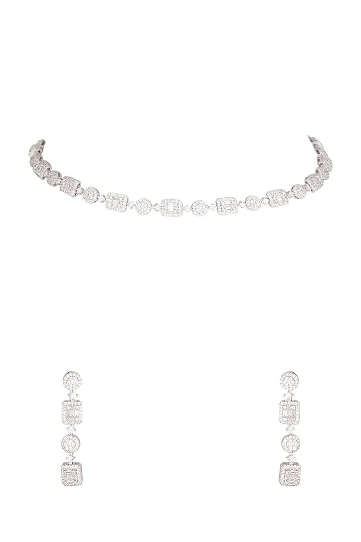 White Finish Single Line Necklace Set by Aster at Pernia's Pop Up Shop
