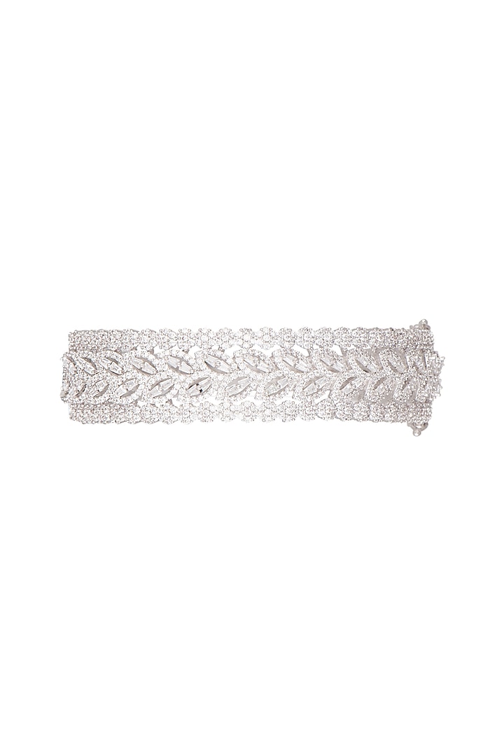 White Finish Diamond Kada Bracelet by Aster at Pernia's Pop Up Shop