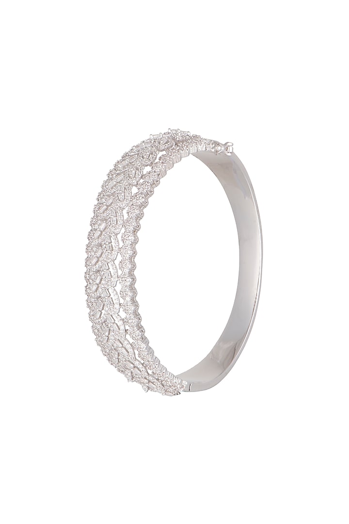 White Finish Diamond Kada Bracelet by Aster at Pernia's Pop Up Shop